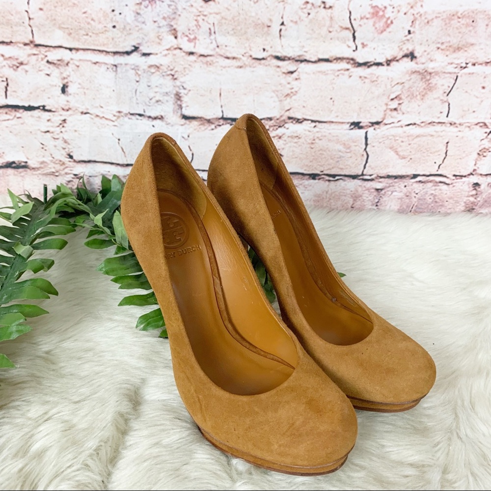 Tory Burch Jude Brown Suede Heels